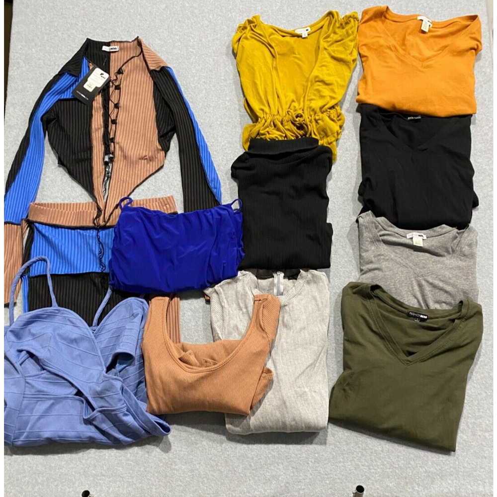 Fashion Nova Women's Clothing Lot 12 pcs, Bodysuits Dresses Tops Large